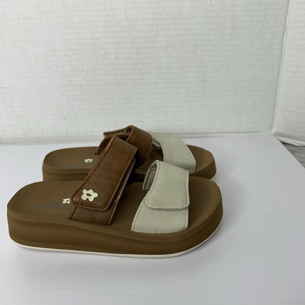Cobian Girls Salt + Light Brown and Sage Green Platform Sandals